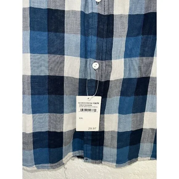 Wallin & Bros Flannel Shirt Mens XL Button Up Blue Plaid NWTS NEW Cotton (X) - Picture 2 of 9